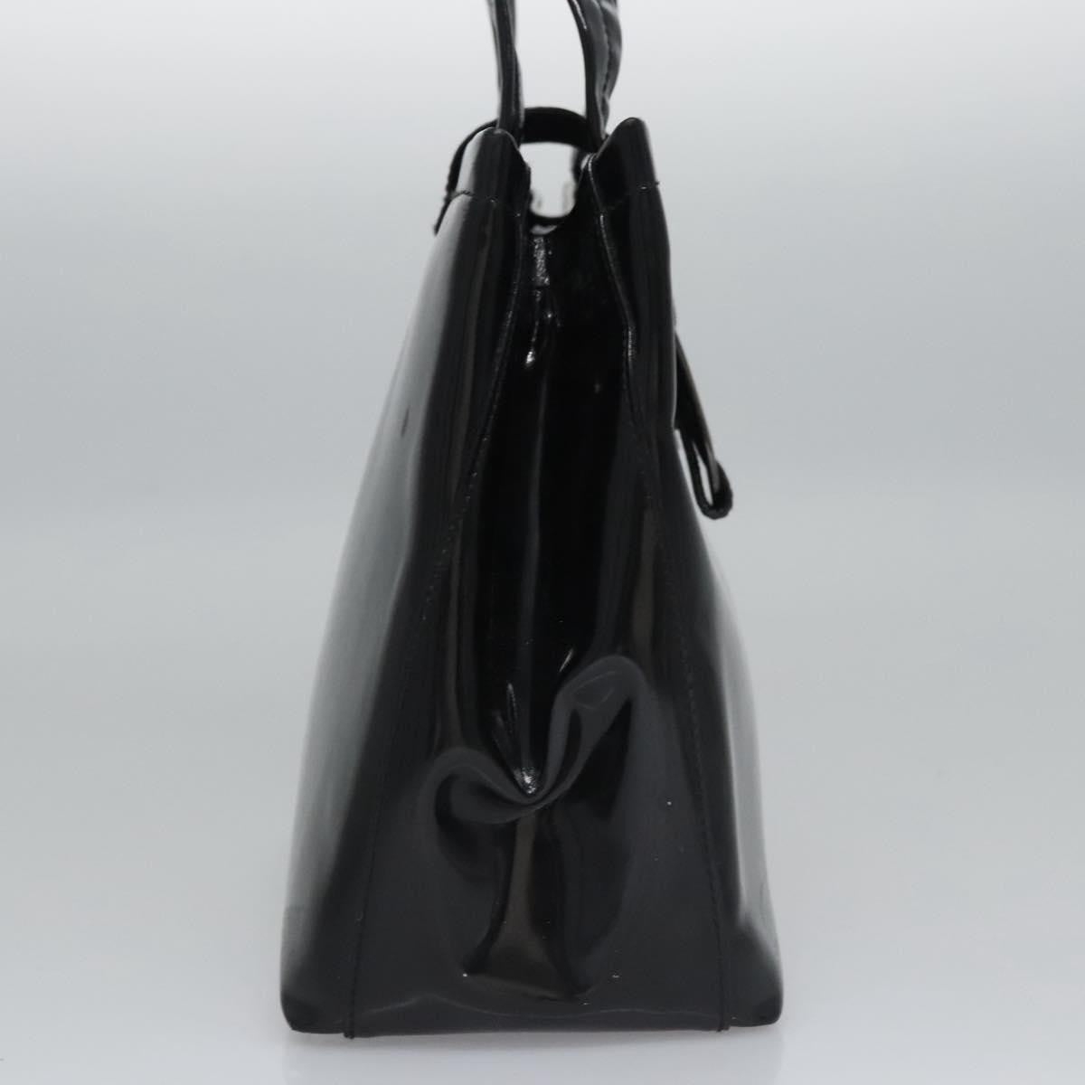 Salvatore Ferragamo Vala Leather Black Patent_Leather Handbag (Pre-Owned)