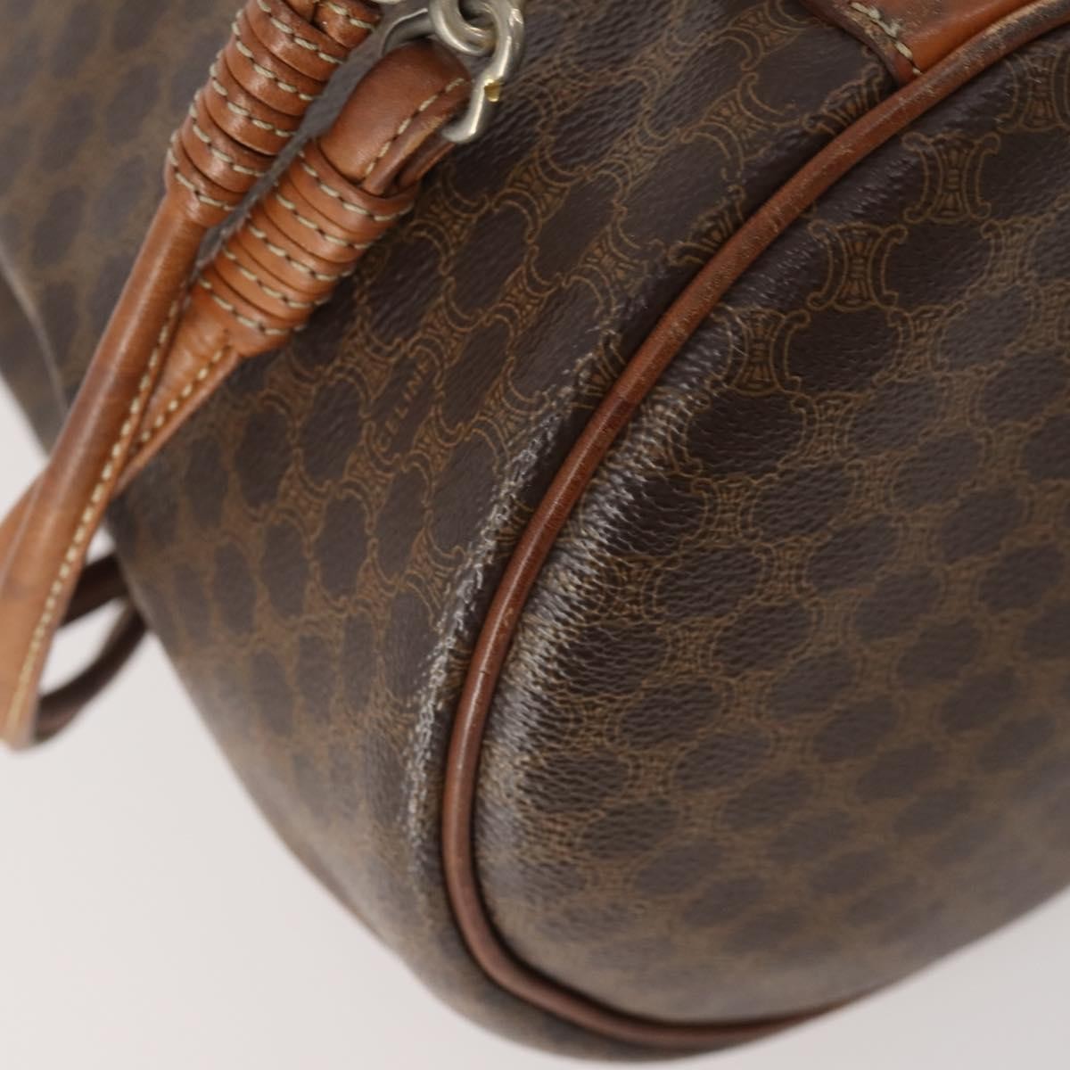 Celine Vintage Macadam Canvas And Leather Brown Canvas Backpack Bag (Pre-Owned)