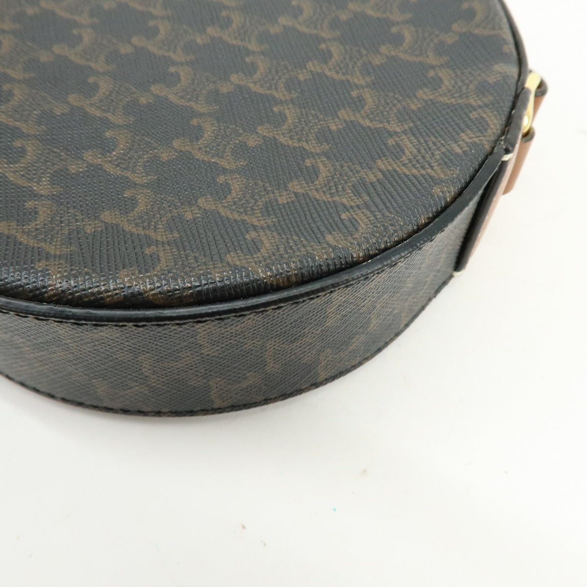 Celine Round Purse On Strap Triomphe Coated Canvas Brown Canvas Crossbody Bag Bag (Pre-Owned)