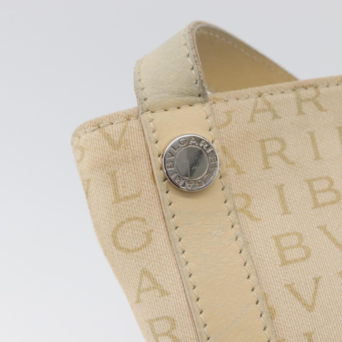 Bvlgari Logomania Canvas With Leather Beige Canvas Shoulder Bag Bag (Pre-Owned)