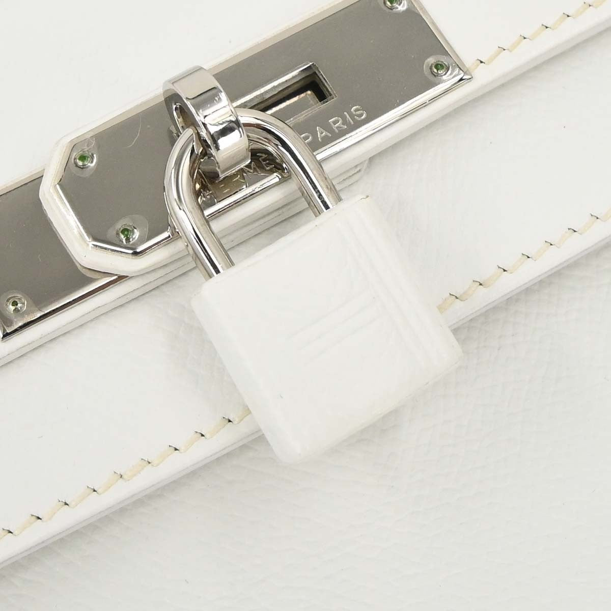 Hermes Kelly White Epsom With Palladium Hardware White Leather Handbag (Pre-Owned)