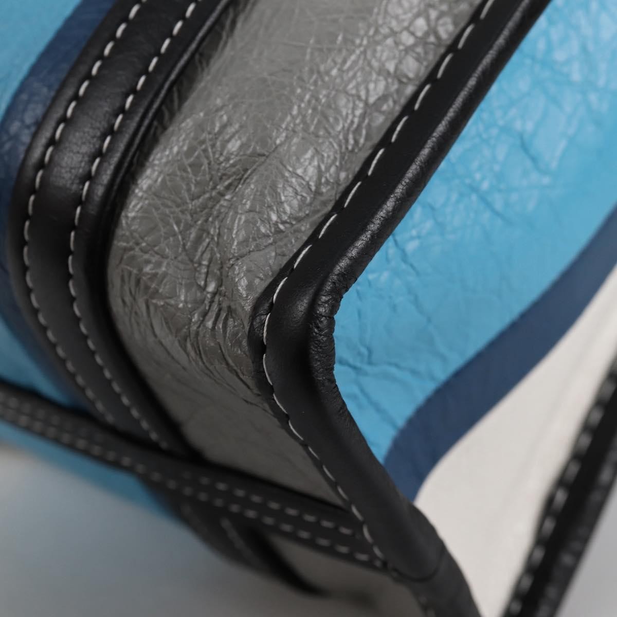 Balenciaga Bazar Convertible Tote Striped Leather Blue Leather Tote Bag Bag (Pre-Owned)