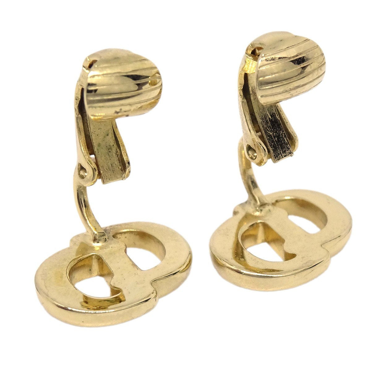 Christian Dior Vintage Cd Clip-On Metal Gold Gold_Plated Earrings Jewelry (Pre-Owned)