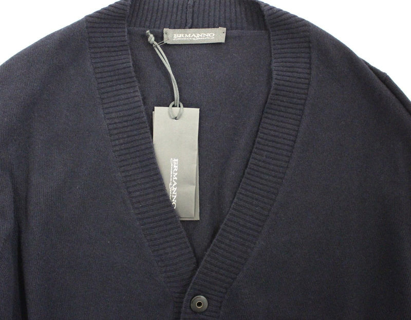 Ermanno Scervino Chic Blue Wool Blend Cardigan Men's Sweater