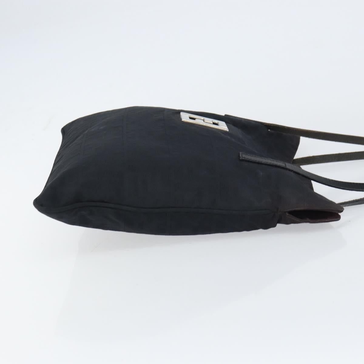 Fendi Zucca Tote Canvas Black Canvas Tote Bag Bag (Pre-Owned)