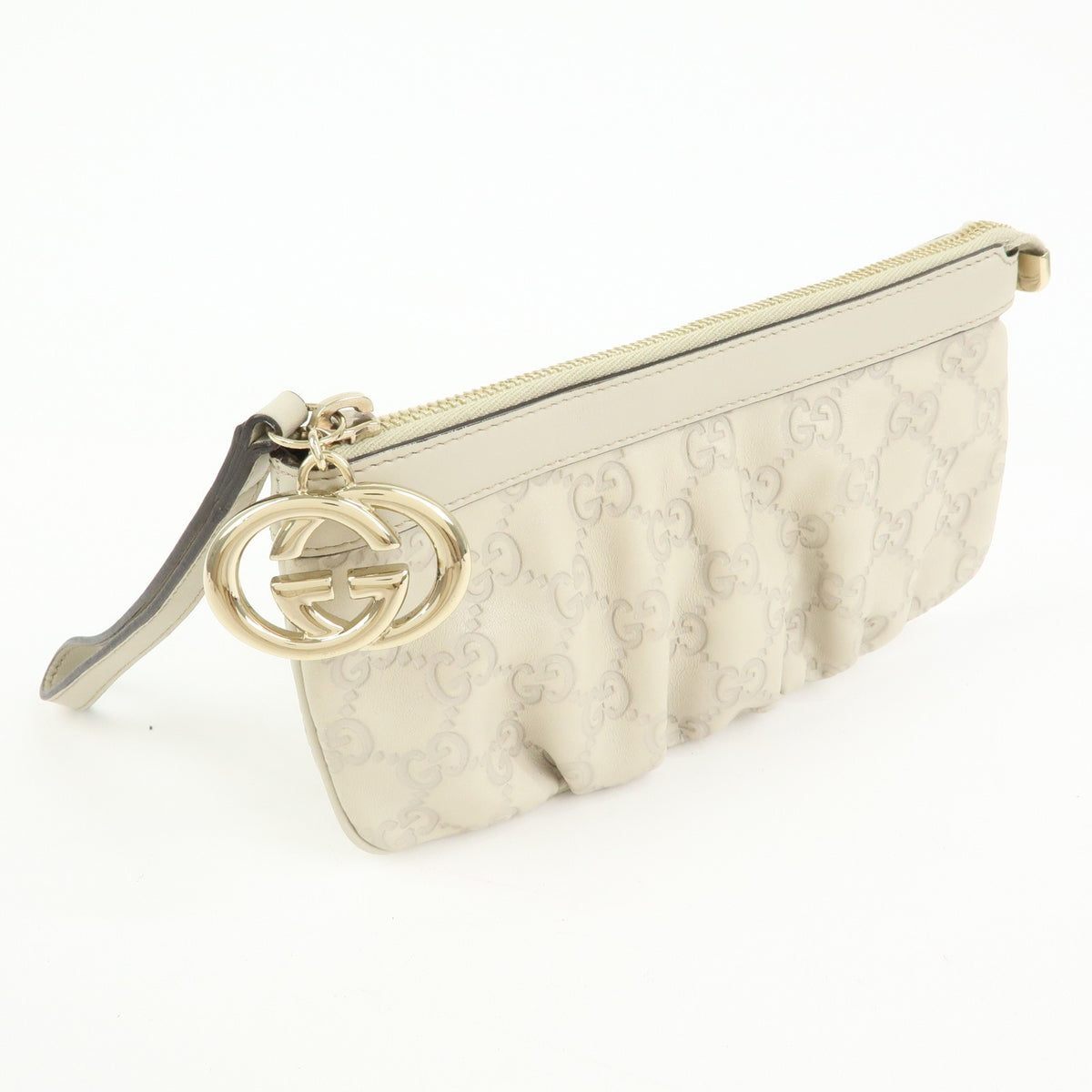 Gucci Heart Wristlet Guccissima Leather Beige Leather Clutche & Pouche Bag (Pre-Owned)