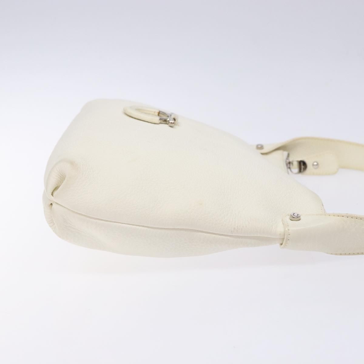 Salvatore Ferragamo Gancini Leather White Leather Shoulder Bag Bag (Pre-Owned)