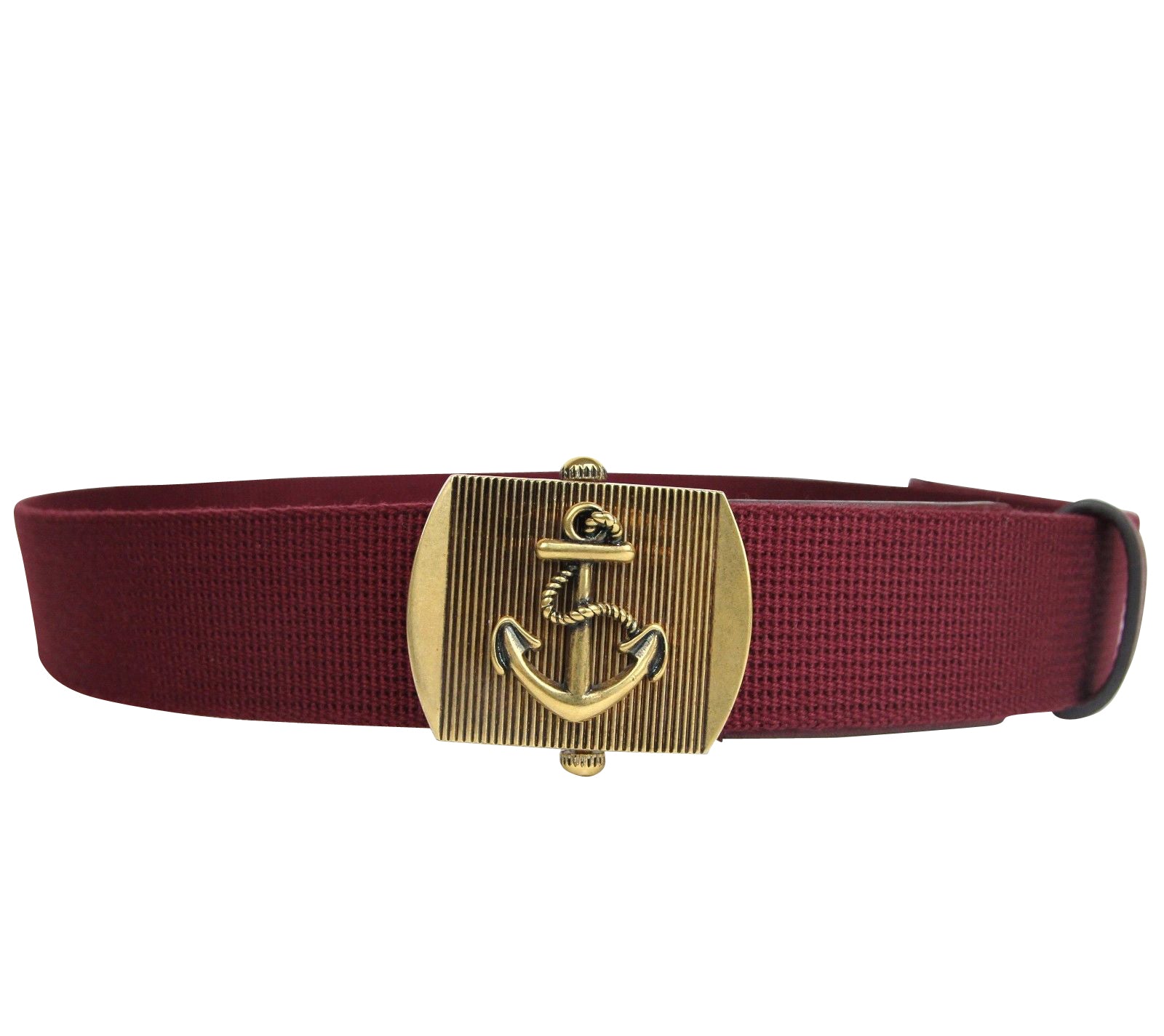 Gucci Belt Burgundy Fabric Military Anchor Brass Buckle