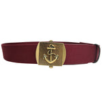 Gucci Men's Military Burgundy Fabric Anchor Brass Buckle Belt 375191 6148