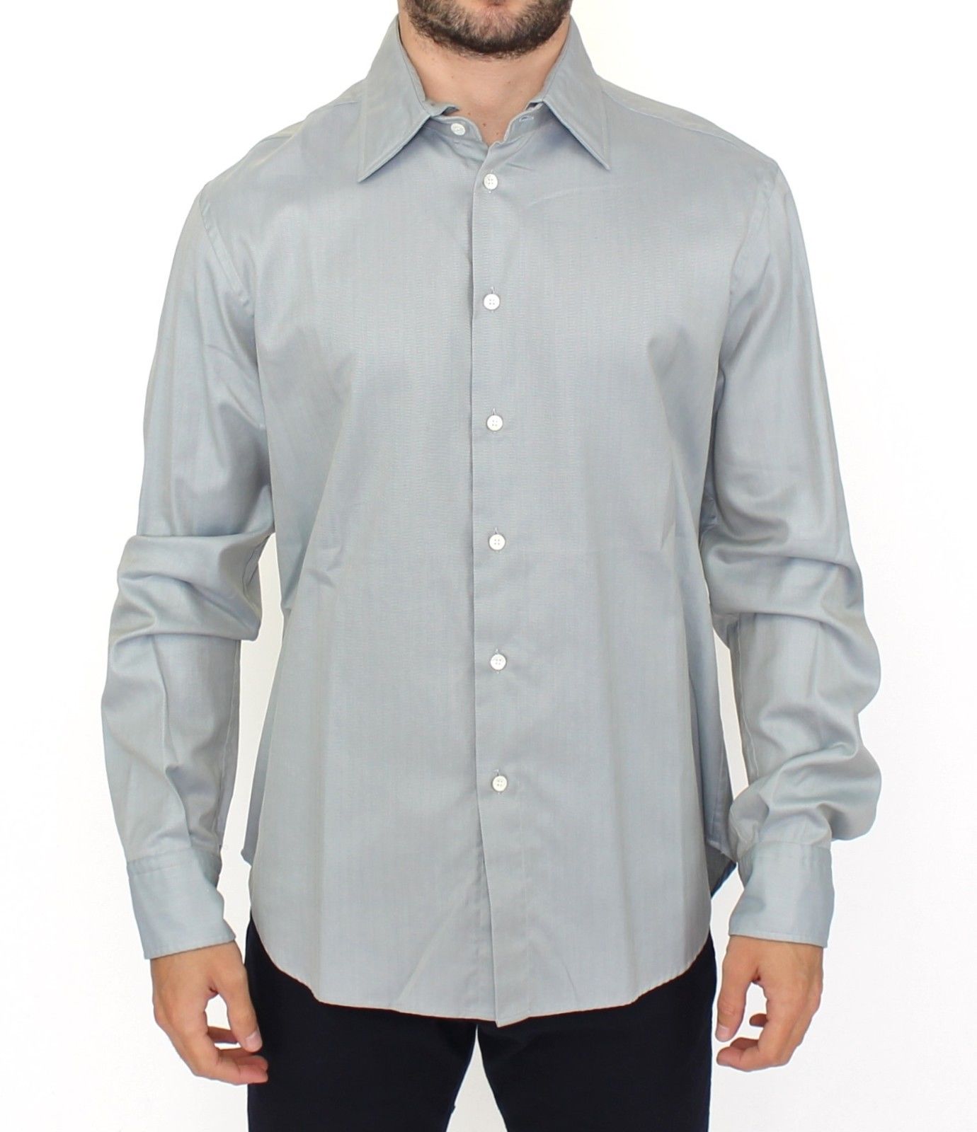 Ermanno Scervino Elegance Unleashed Gray Casual Button-Front Men's Shirt