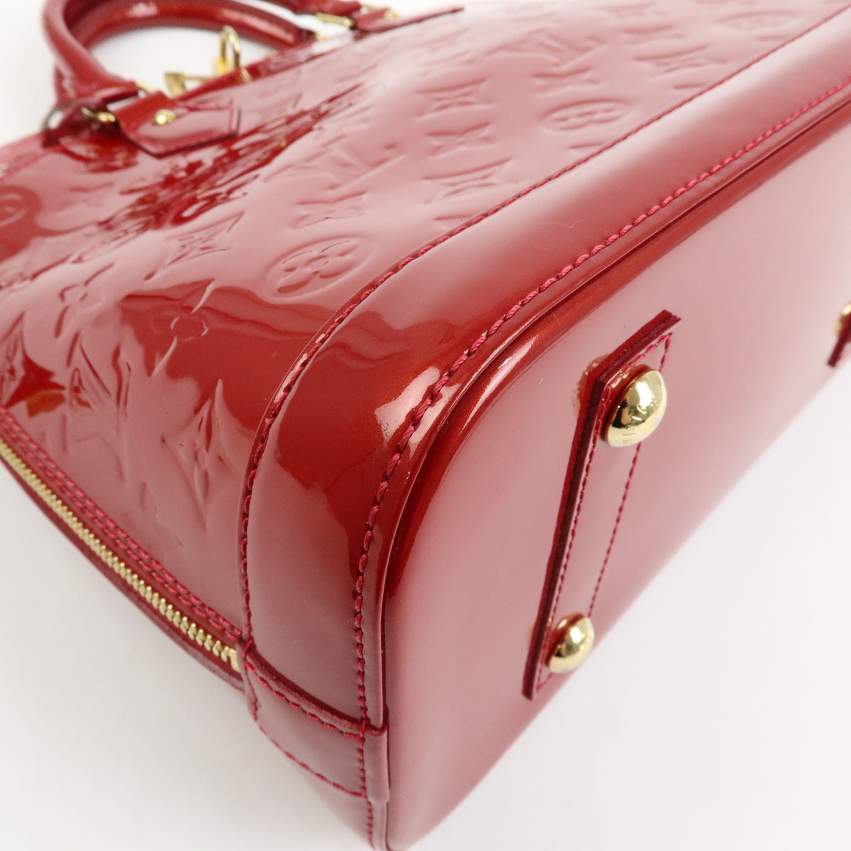 Louis Vuitton Alma Monogram Vernis Red Patent_Leather Handbag (Pre-Owned)