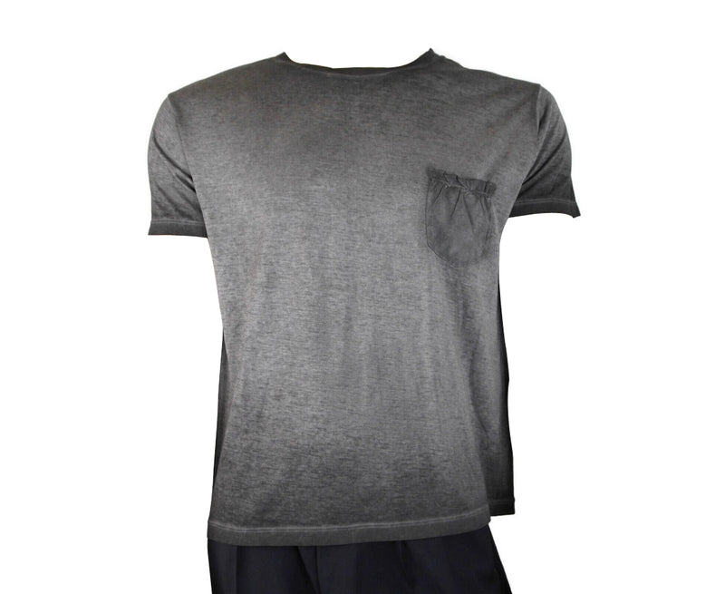 Saint Laurent Men's Grey Dyed Fine Knit Cotton T-shirt