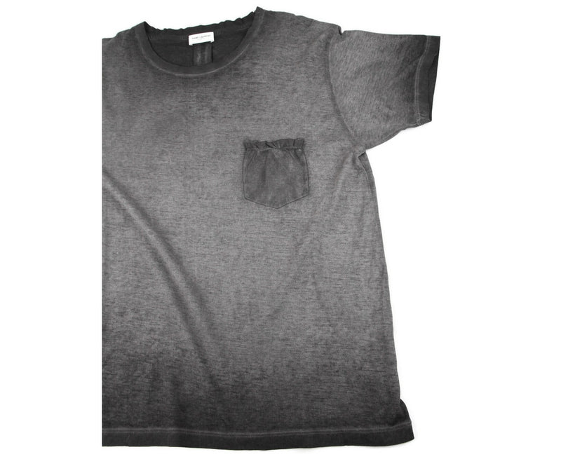 Saint Laurent Men's Grey Dyed Fine Knit Cotton T-shirt