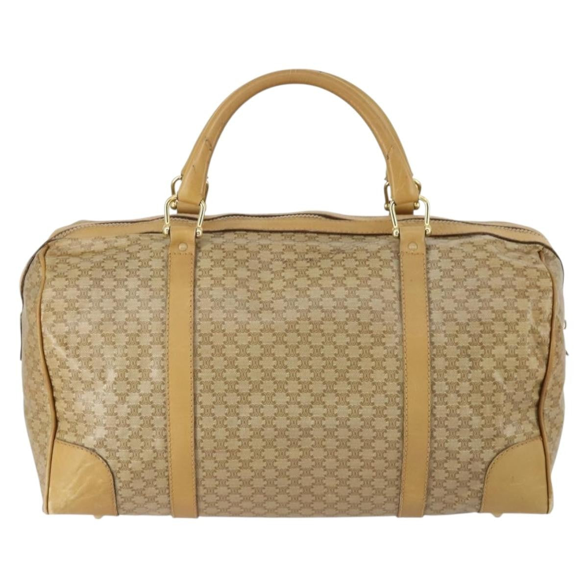 Celine Travel Duffle Triomphe Coated Canvas Beige Canvas Travel Bag Bag (Pre-Owned)