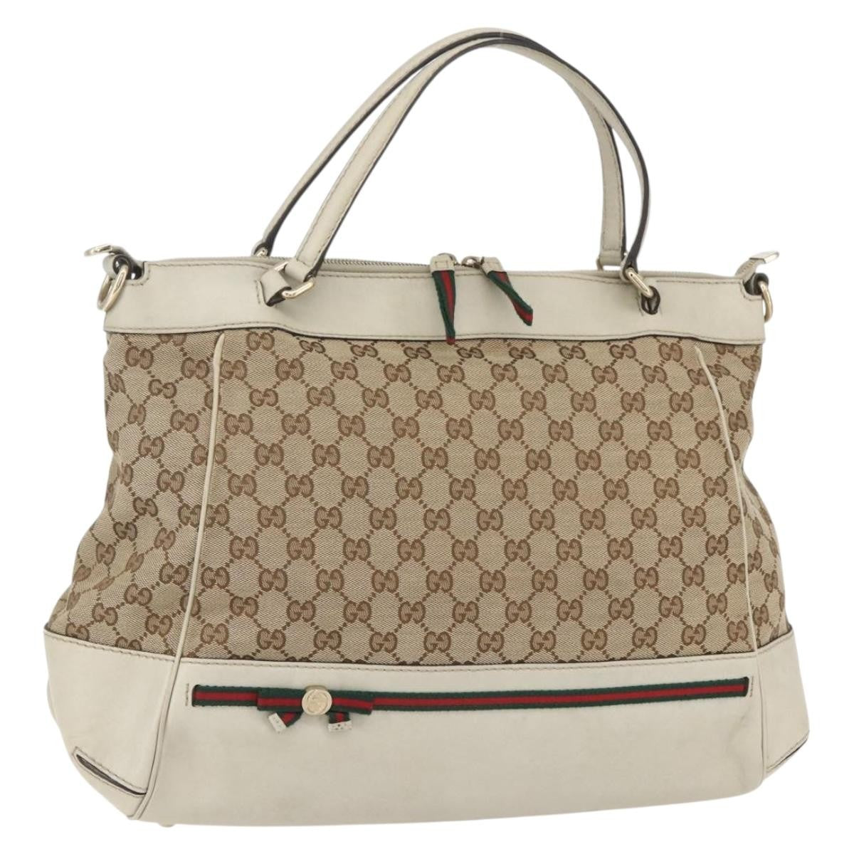 Gucci Mayfair Convertible Gg Canvas Beige Canvas Tote Bag Bag (Pre-Owned)