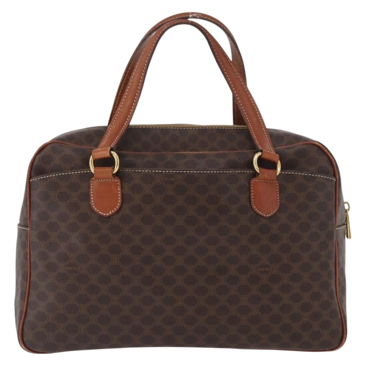 Celine Vintage Macadam Canvas And Leather Brown Canvas Handbag (Pre-Owned)