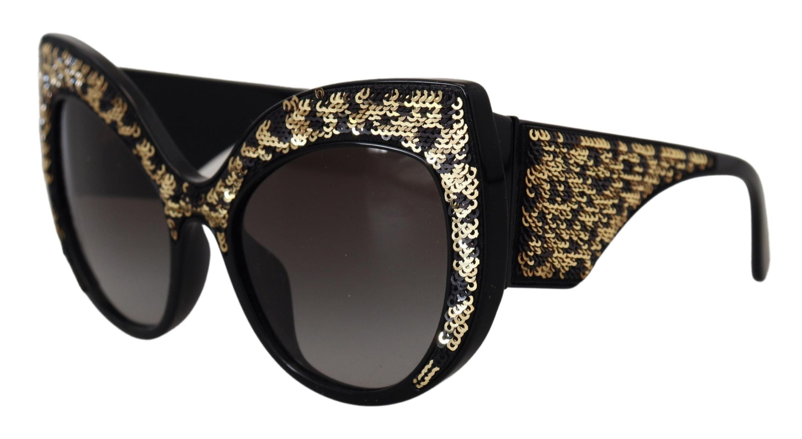 Dolce & Gabbana Black Gold Sequin Butterfly Polarized DG4326 Women's Sunglasses