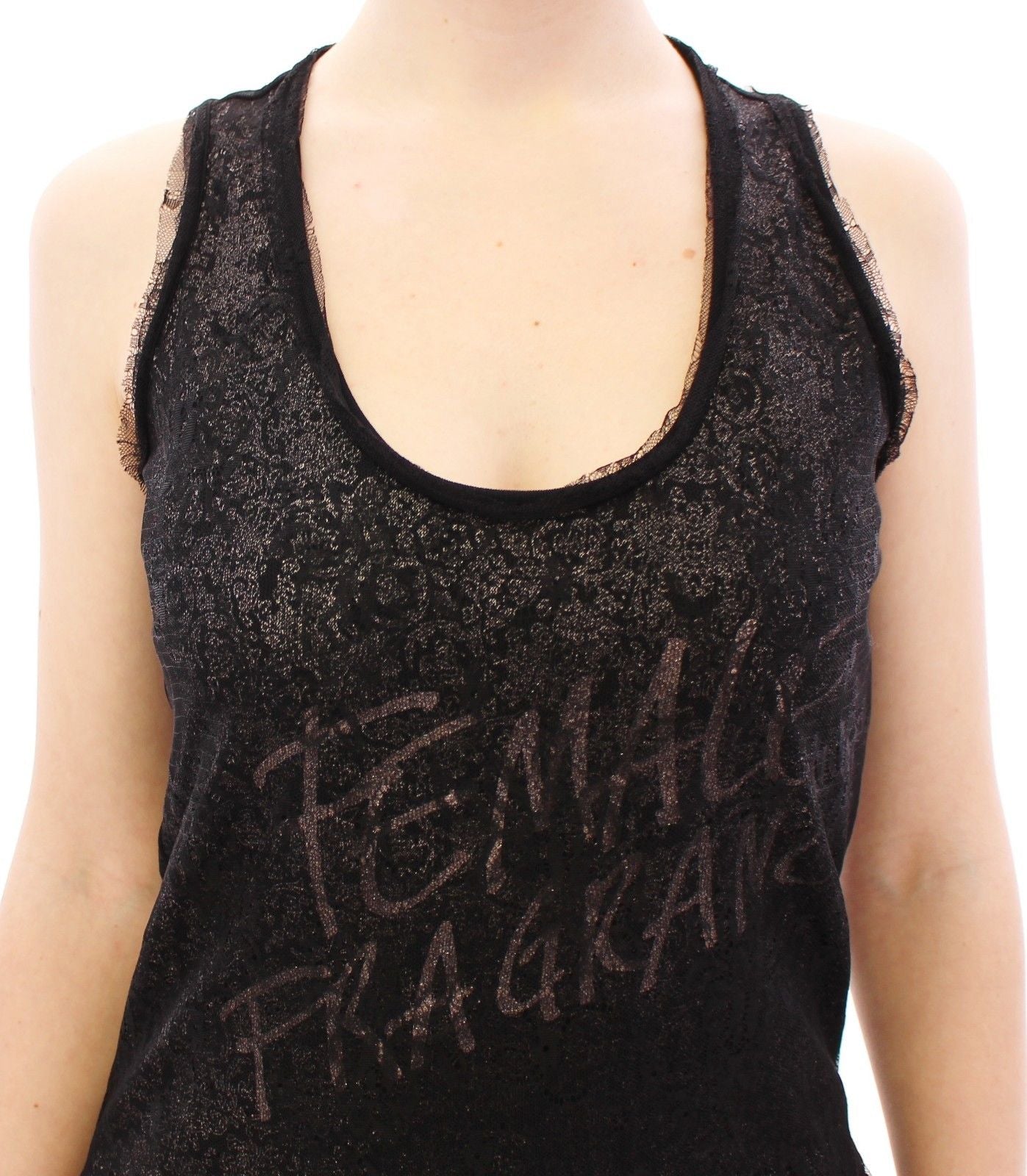 Ermanno Scervino Black Nylon Lace Detail Mini Women's Dress