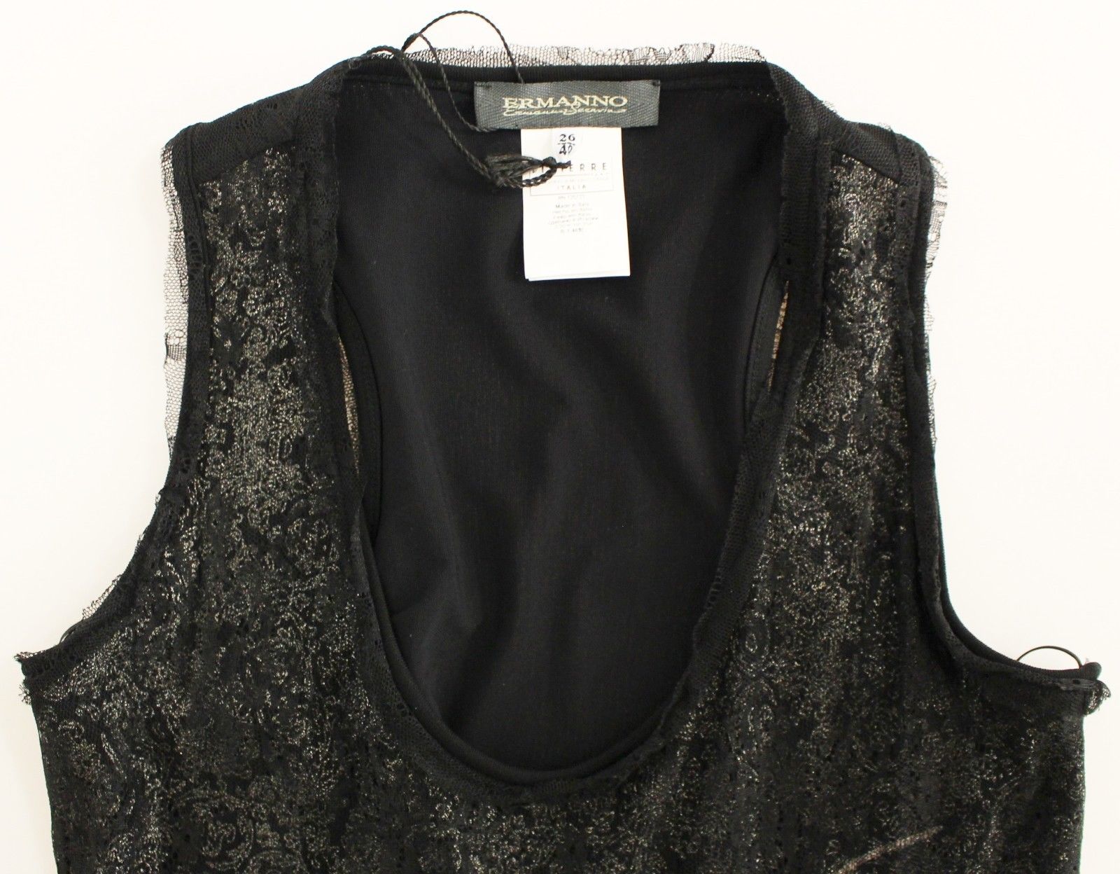 Ermanno Scervino Black Nylon Lace Detail Mini Women's Dress