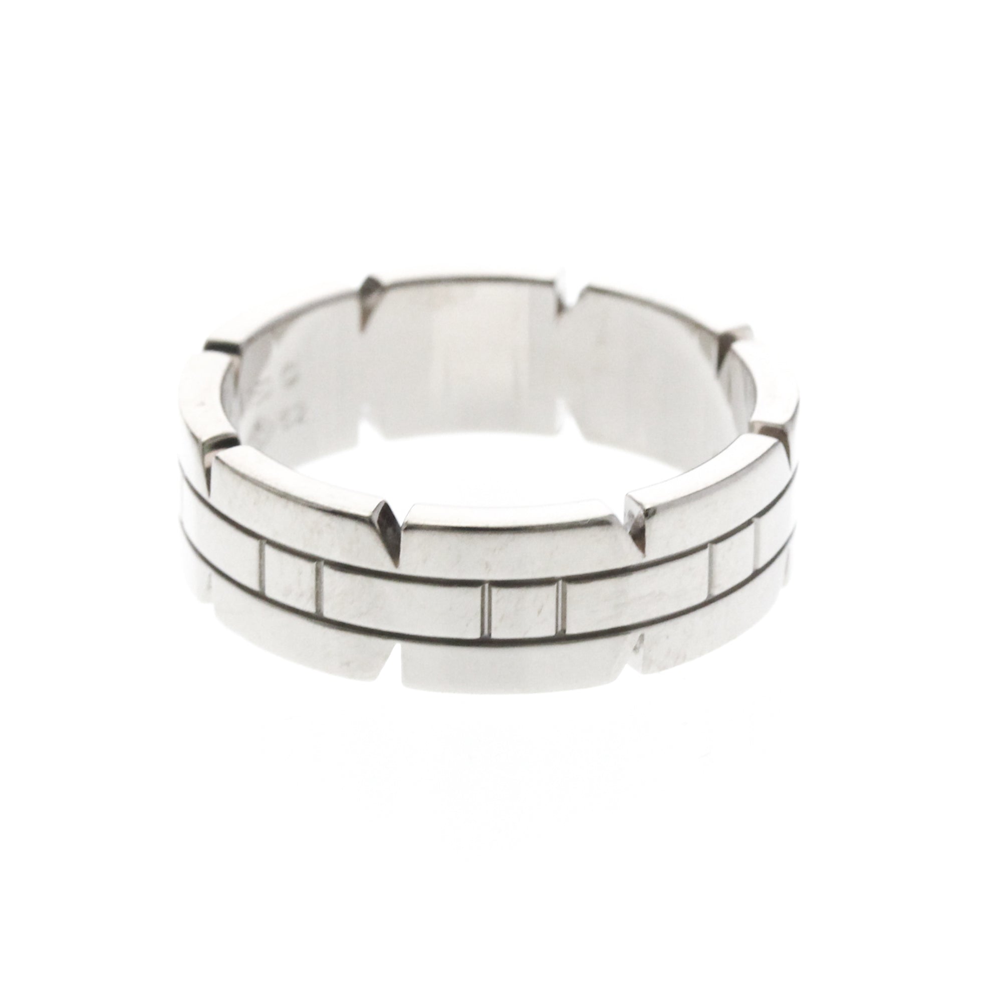 Cartier Tank Francaise 18K White Gold Silver White_Gold Ring Jewelry (Pre-Owned)