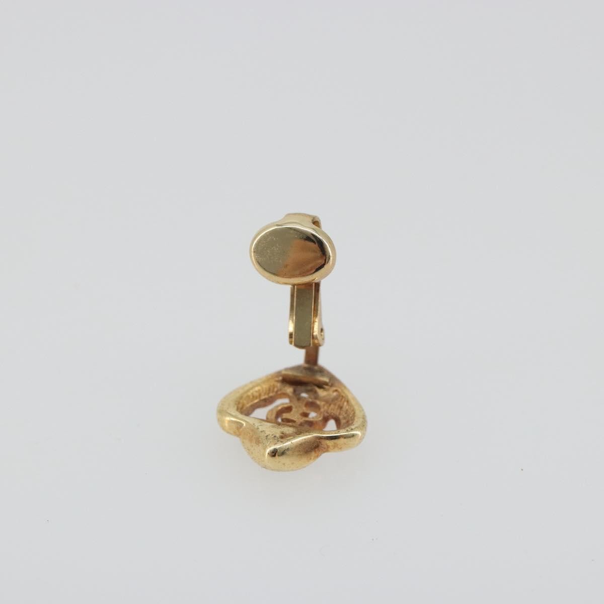 Christian Dior Vintage Heart Clip-On Metal Gold Gold Earrings Jewelry (Pre-Owned)
