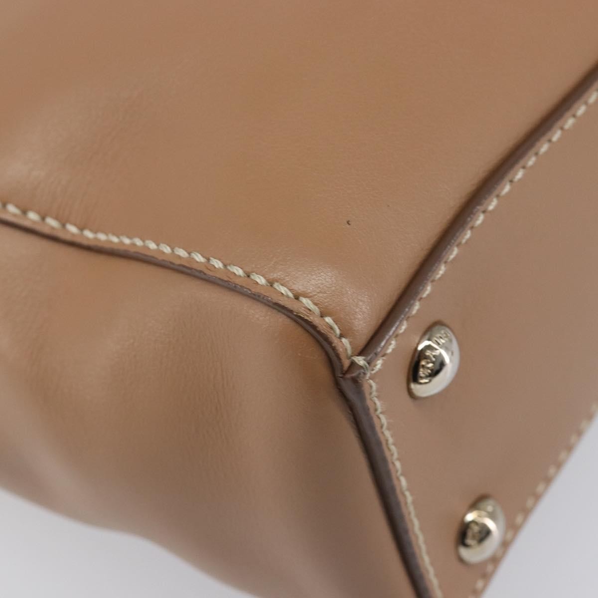 Prada Covered Strap Open City Calfskin Beige Leather Tote Bag Bag (Pre-Owned)
