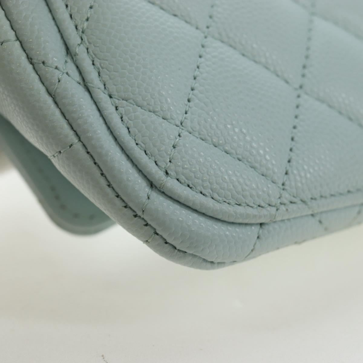 Chanel Classic Sunglasses Case With Chain Quilted Caviar Blue Calfskin Clutche & Pouche Bag (Pre-Owned)