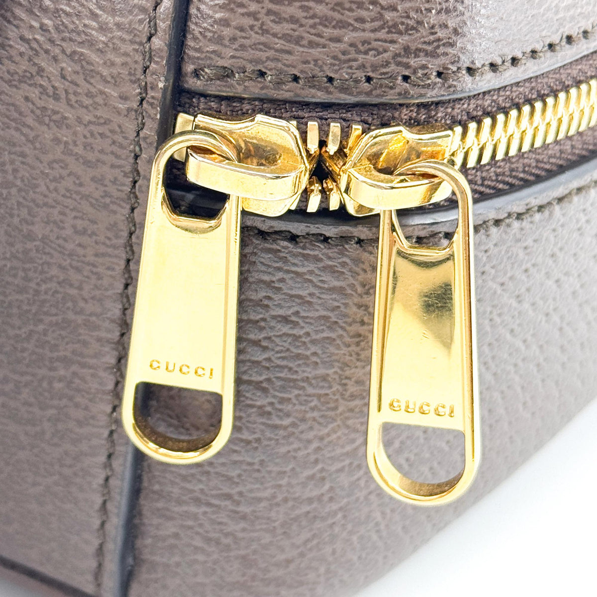Gucci Ophidia Zip Around Top Handle Gg Coated Canvas With Leather Brown Canvas Handbag (Pre-Owned)