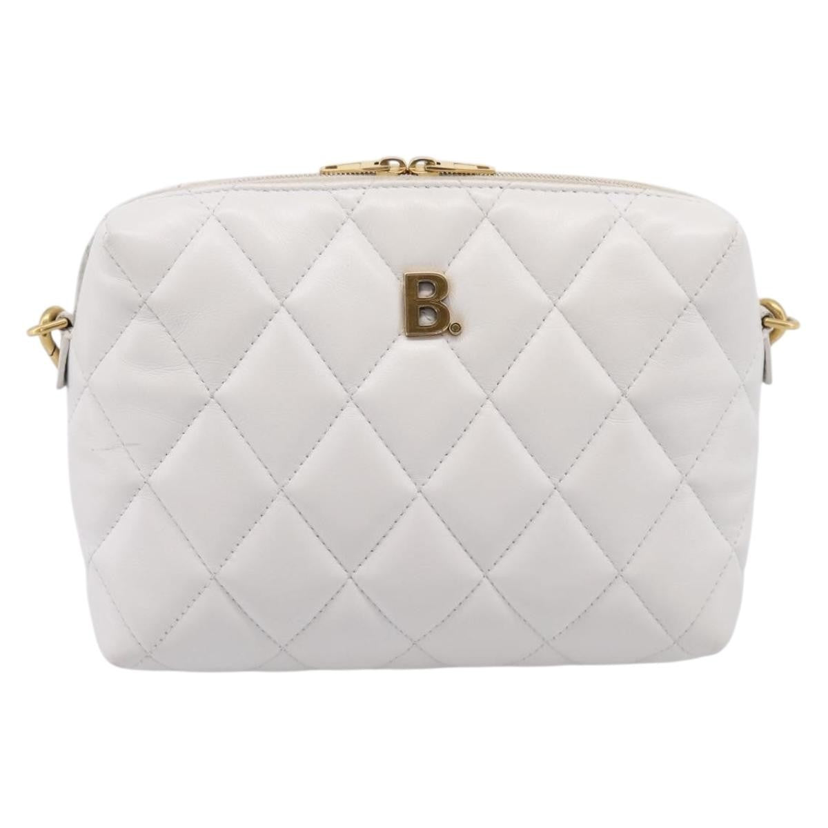 Balenciaga Touch B. Camera Quilted Leather White Leather Handbag (Pre-Owned)