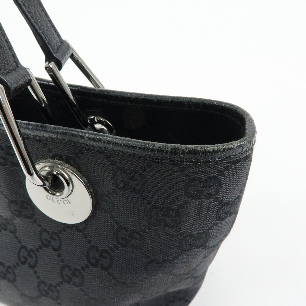 Gucci Eclipse Gg Canvas Black Canvas Tote Bag Bag (Pre-Owned)