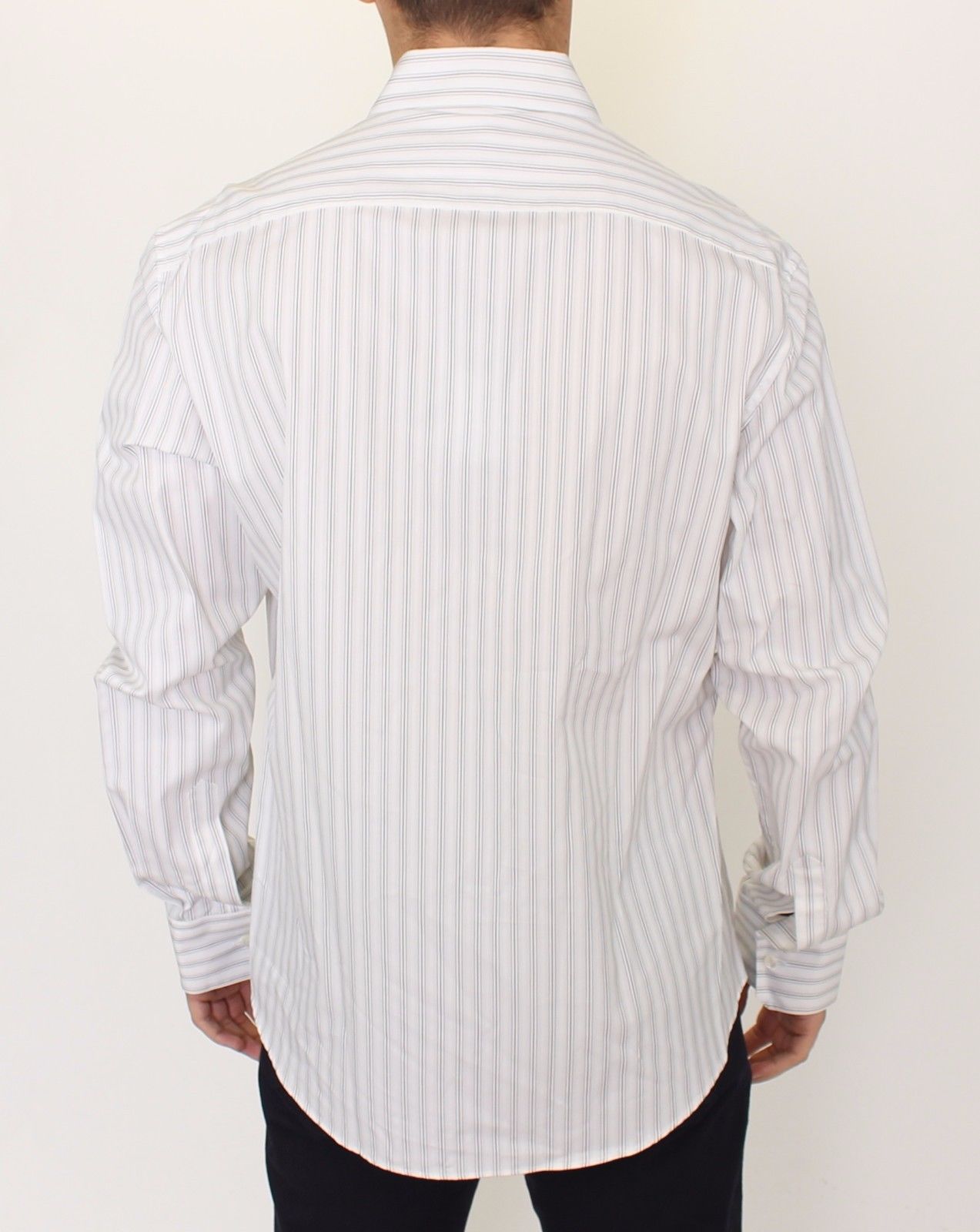 Ermanno Scervino White Black Striped Regular Fit Casual Men's Shirt