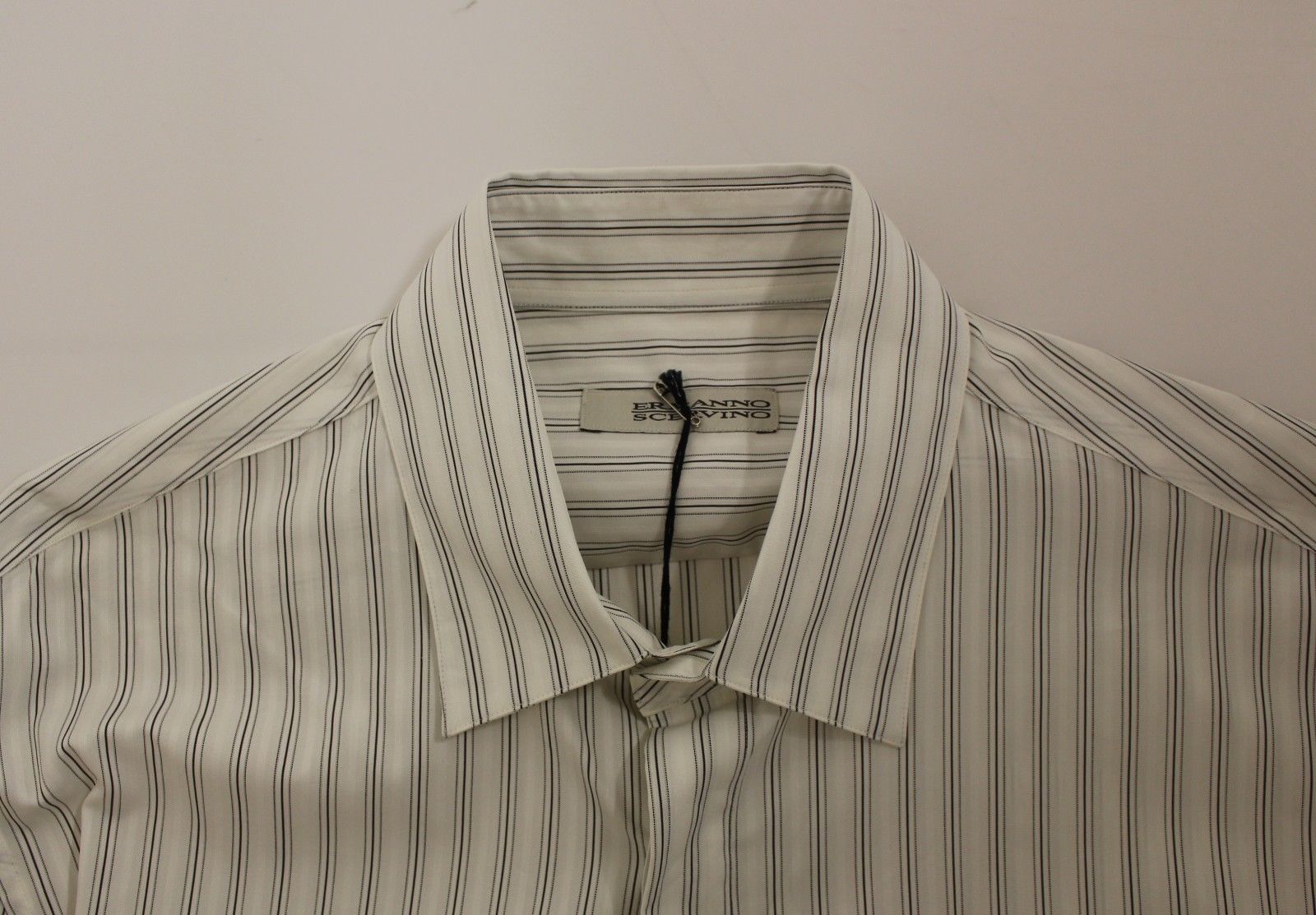 Ermanno Scervino White Black Striped Regular Fit Casual Men's Shirt