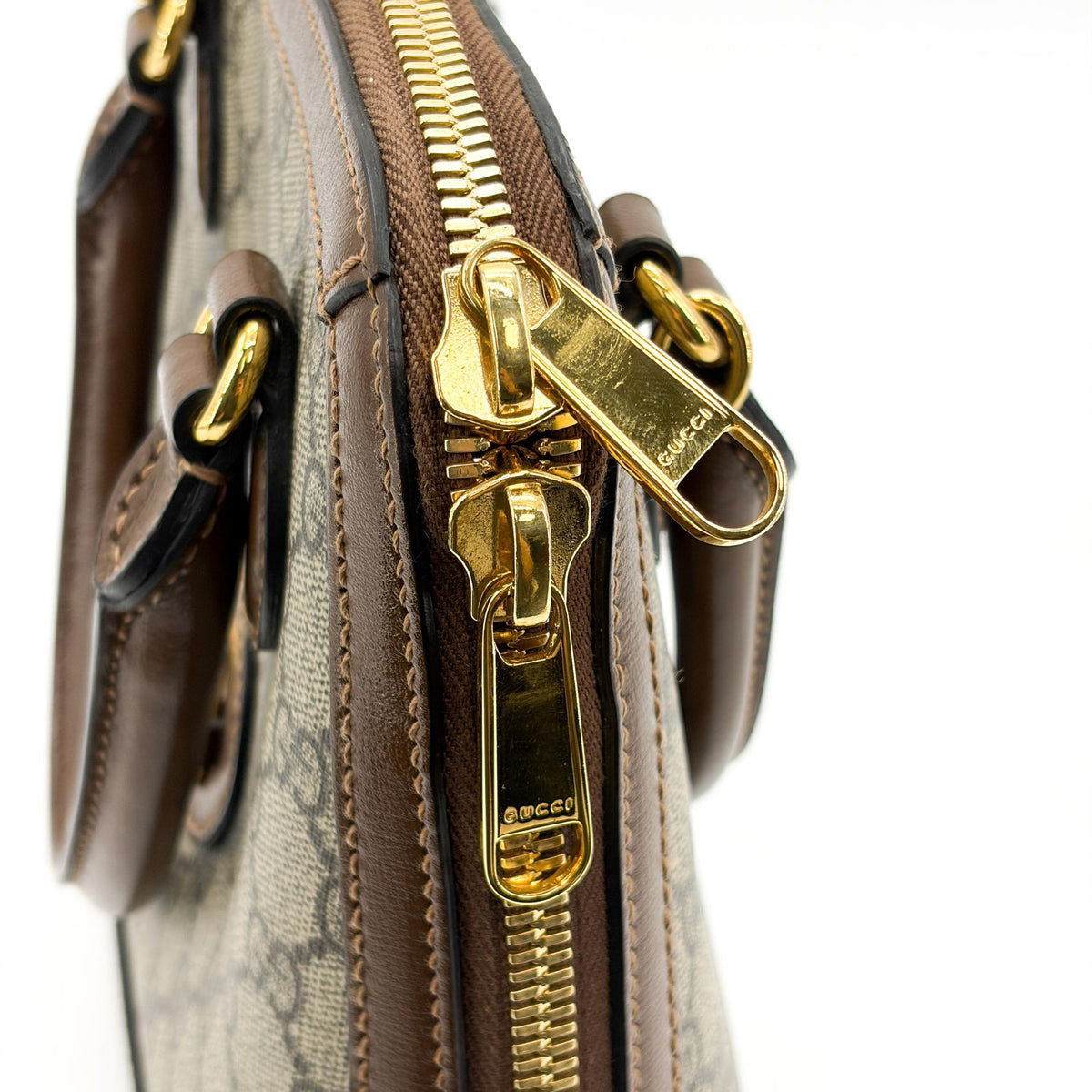 Gucci Horsebit 1955 Gg Canvas With Leather Brown Canvas Tote Bag Bag (Pre-Owned)