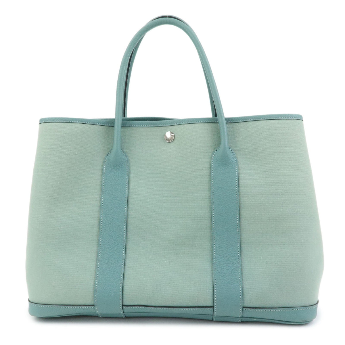 Hermes Garden Party Toile And Leather Green Canvas Tote Bag Bag (Pre-Owned)