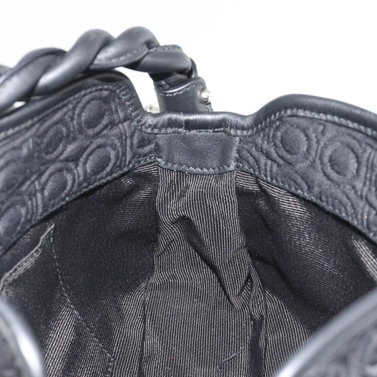 Salvatore Ferragamo Gancini Hobo Leather Black Cotton Handbag (Pre-Owned)