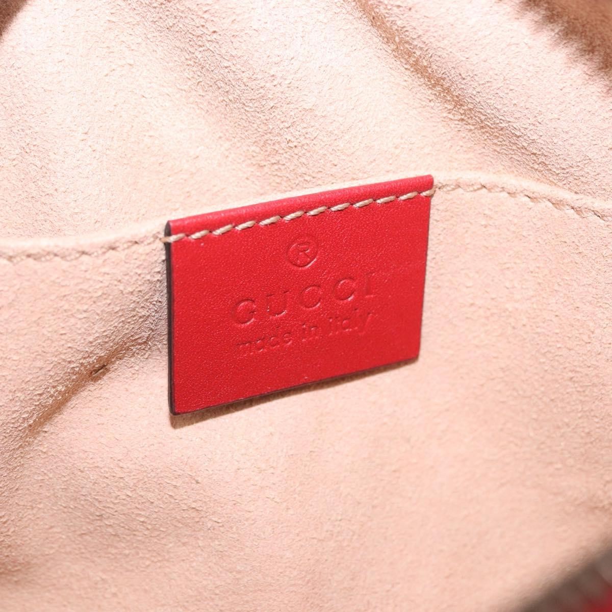 Gucci Gg Marmont Belt Matelasse Leather Red Leather Handbag (Pre-Owned)