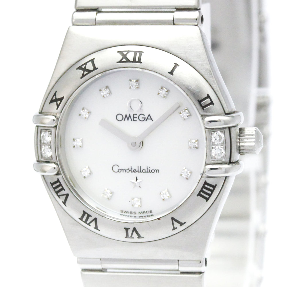 Omega Constellation 95 Quartz Stainless Steel And Rose Gold With Diamond Bezel And Markers And Mother Of Pearl Watch (Pre-Owned)