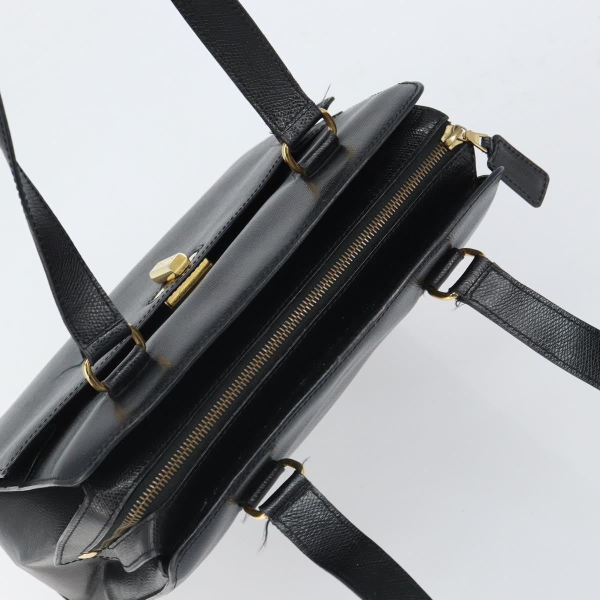 Celine Vintage Turn Lock Shoulder Leather Black Leather Handbag (Pre-Owned)