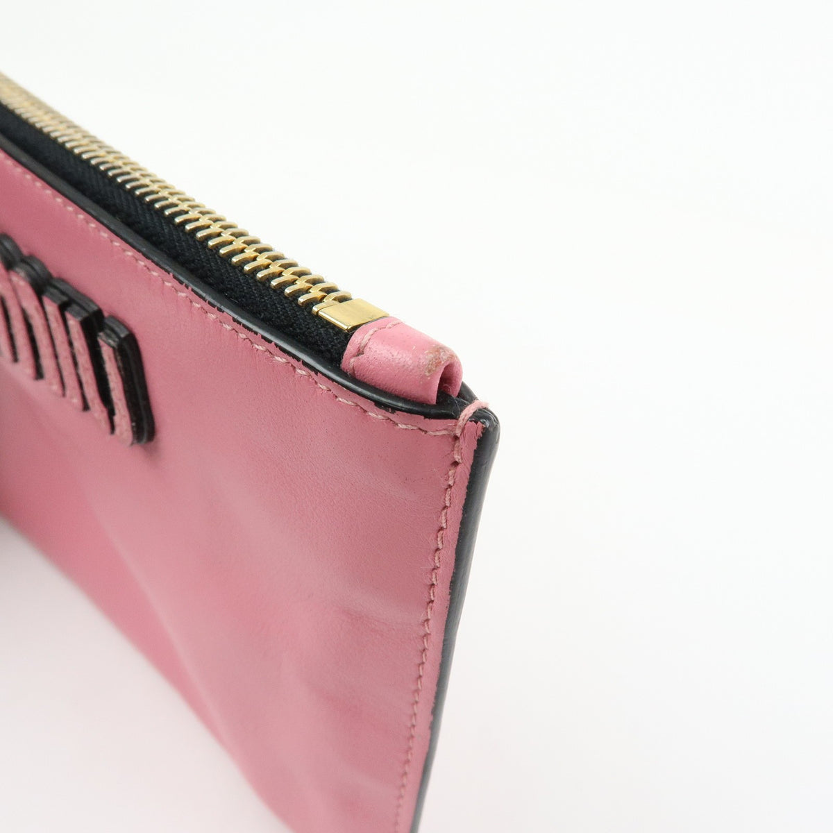 Miu Miu Logo Chain Clutch Shearling Pink Leather Clutche & Pouche Bag (Pre-Owned)