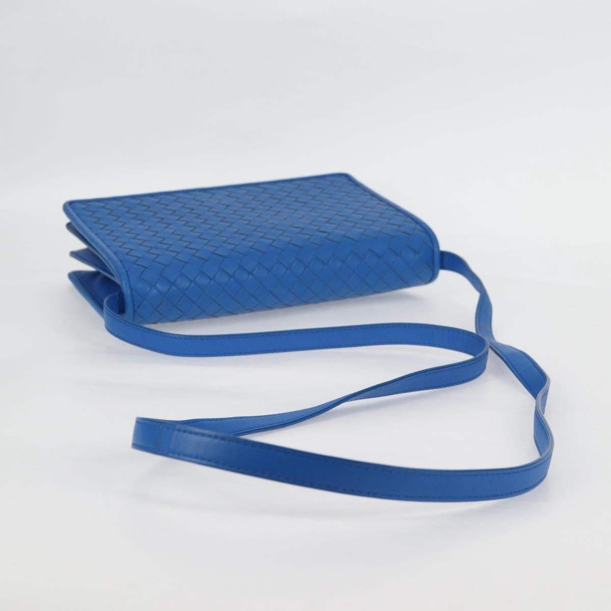 Bottega Veneta Double Compartment Flap Intrecciato Nappa Blue Leather Shoulder Bag Bag (Pre-Owned)