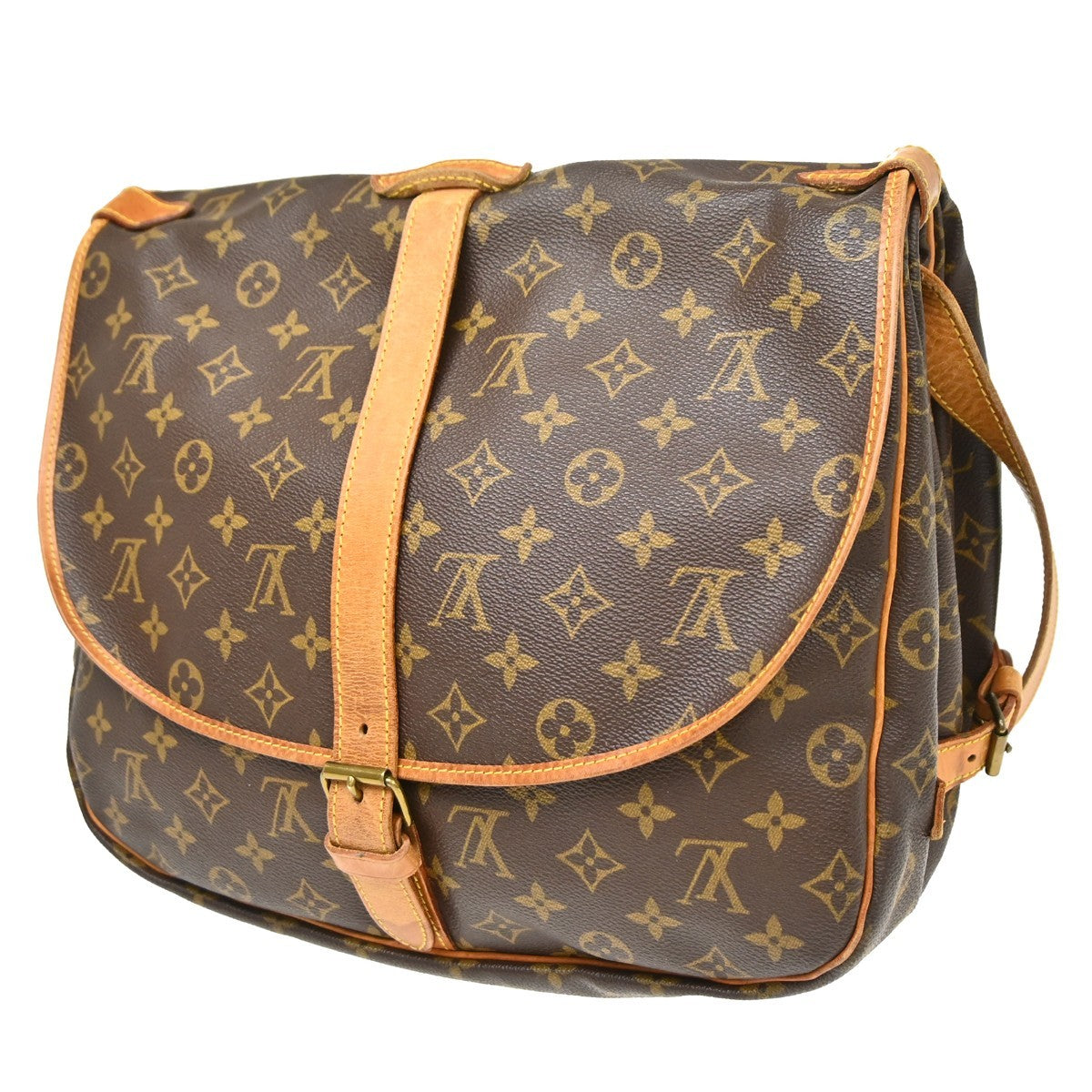 Louis Vuitton Saumur Monogram Canvas Brown Canvas Shoulder Bag Bag (Pre-Owned)