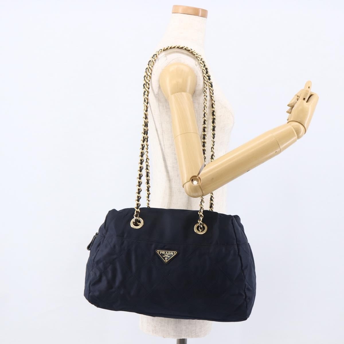 Prada Re-Edition 1995 Chain Quilted Re-Nylon Navy Nylon Tote Bag Bag (Pre-Owned)