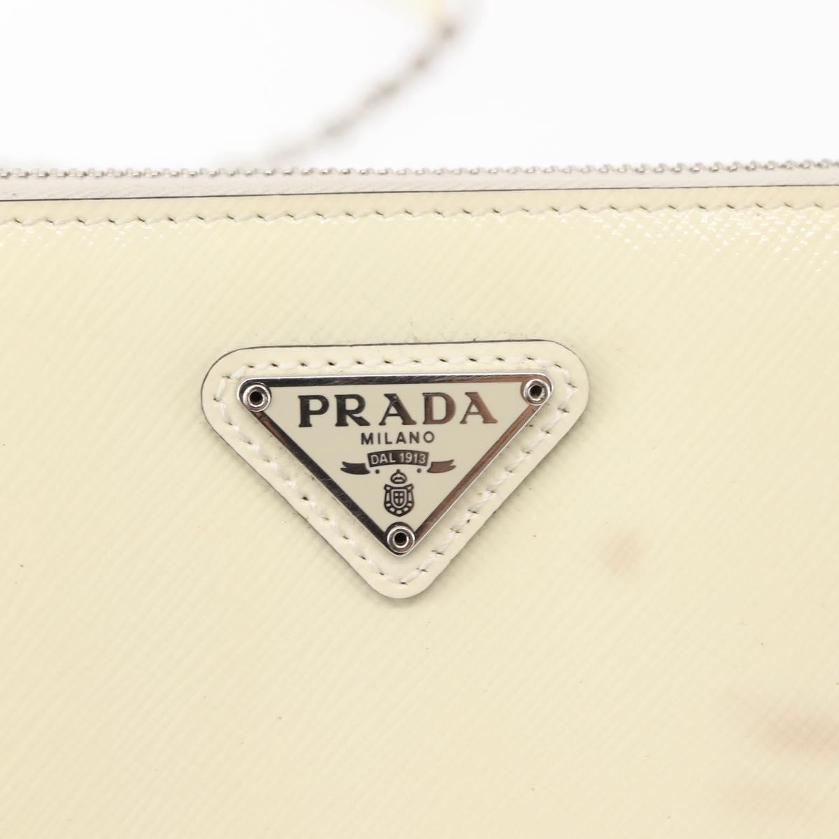 Prada Chain Crossbody Bag Vernice Saffiano Leather White Leather Shoulder Bag Bag (Pre-Owned)