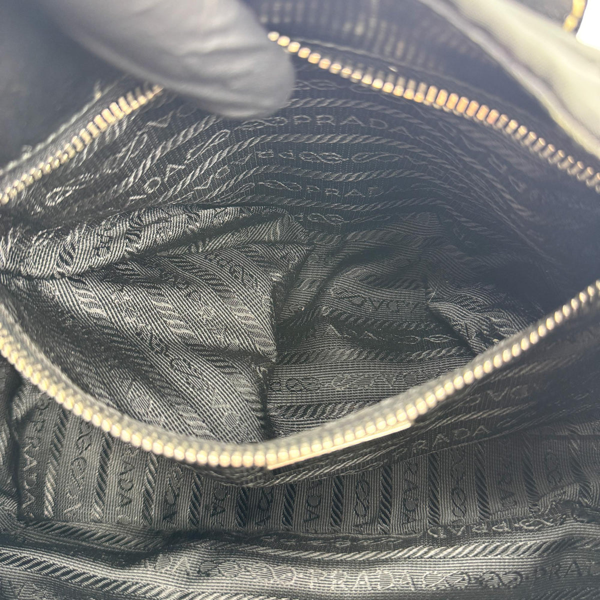 Prada Shoulder Bag Leather Black Nylon Shoulder Bag Bag (Pre-Owned)