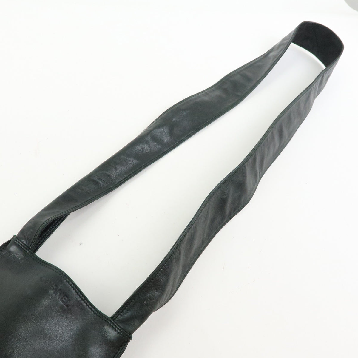 Chanel Flat Cc Lambskin Black Leather Backpack Bag (Pre-Owned)