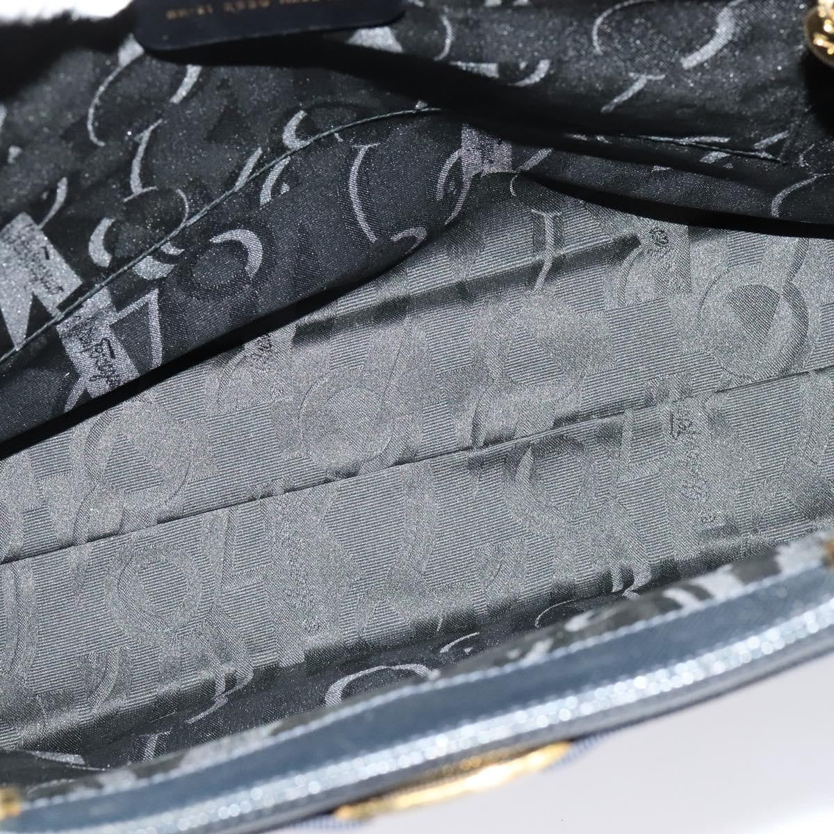 Salvatore Ferragamo Vintage Vara Bow Tote Lizard Embossed Leather Navy Leather Tote Bag Bag (Pre-Owned)
