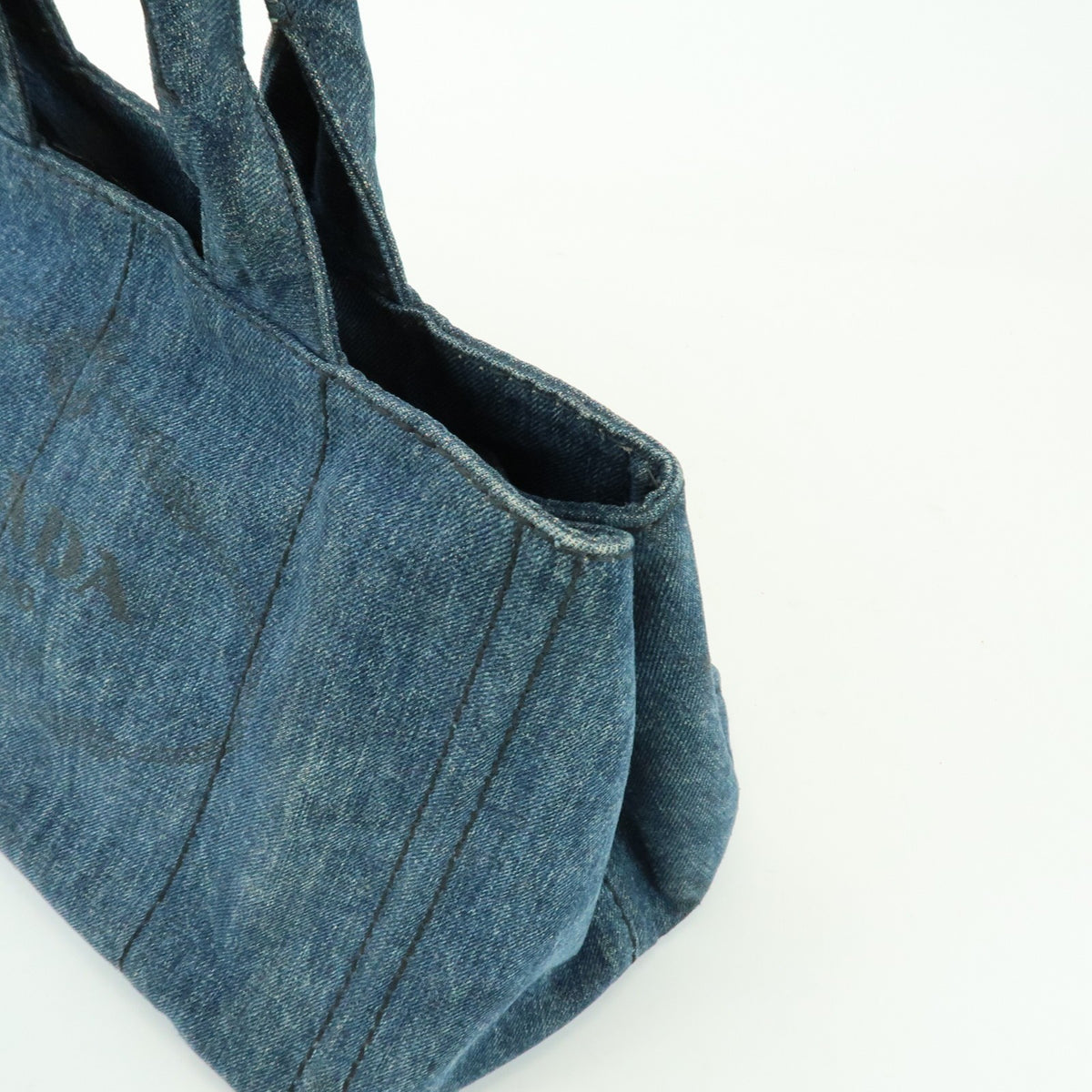 Prada Canapa Denim Blue Denim_Jeans Tote Bag Bag (Pre-Owned)