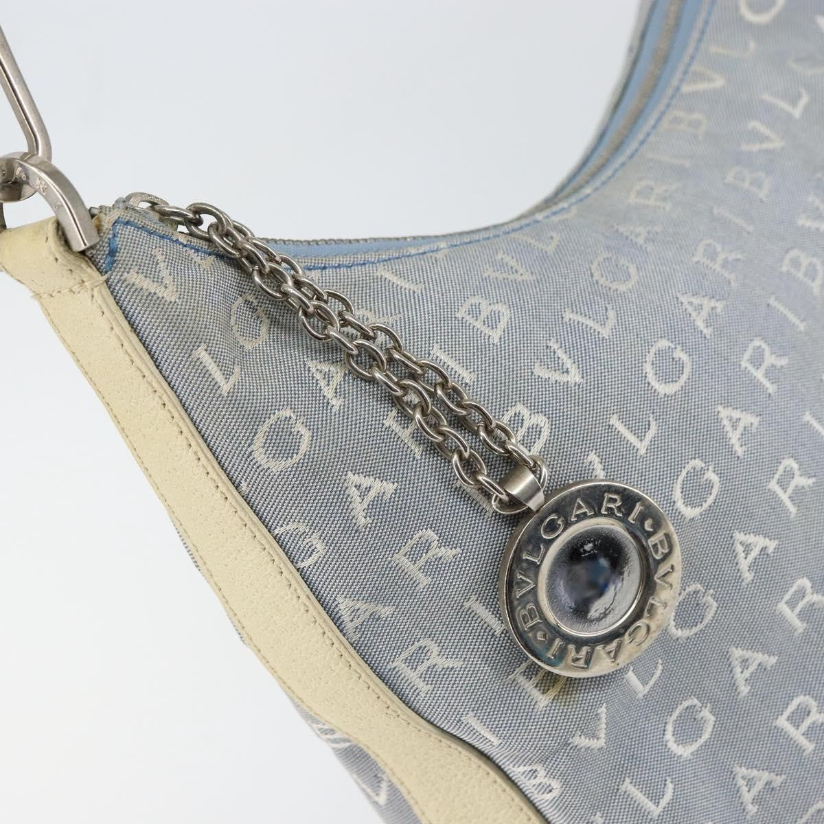 Bvlgari Logomania Canvas With Leather Blue Canvas Shoulder Bag Bag (Pre-Owned)