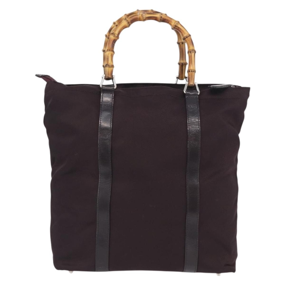Gucci Bamboo Canvas Purple Canvas Tote Bag Bag (Pre-Owned)