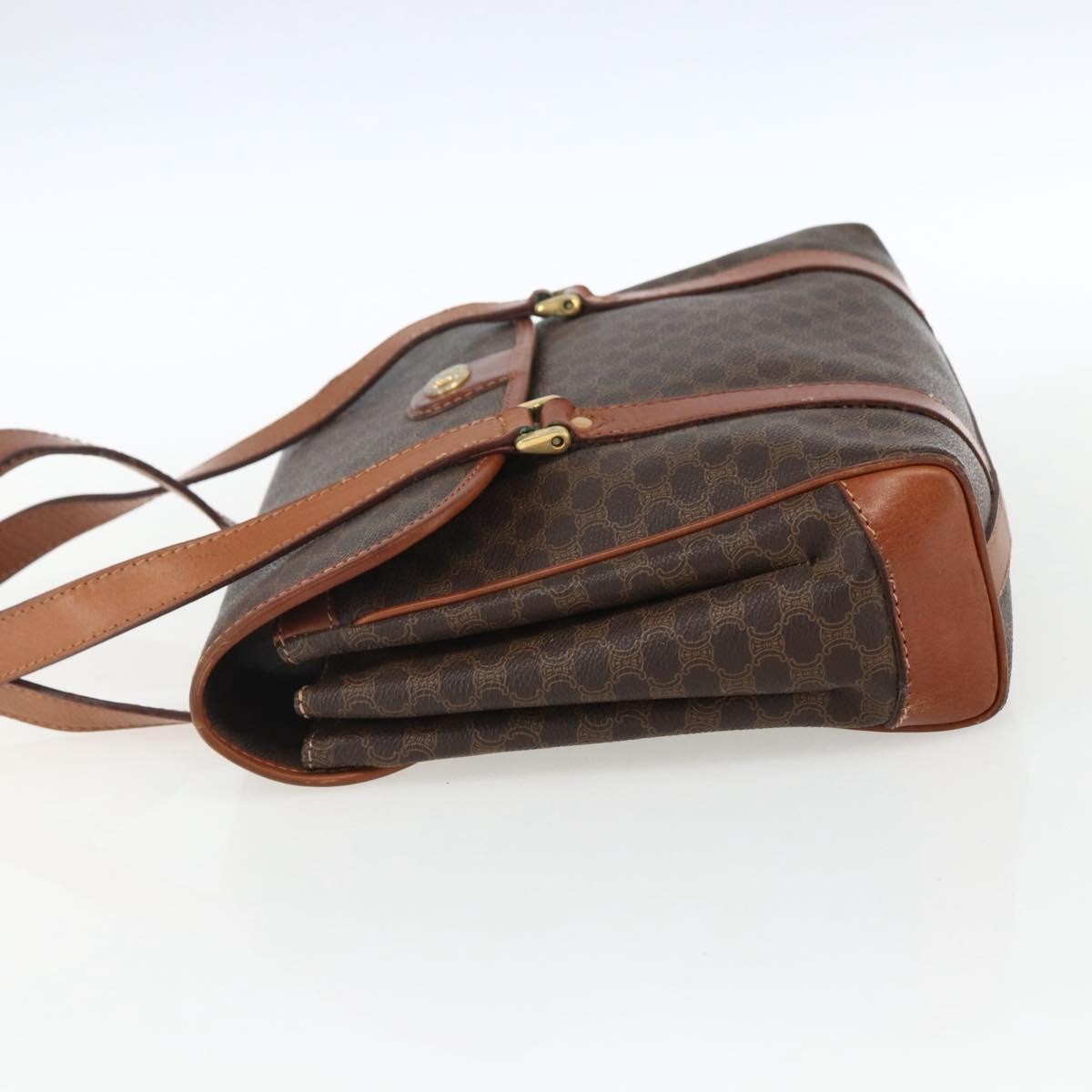 Celine Vintage Macadam Canvas And Leather Brown Canvas Handbag (Pre-Owned)